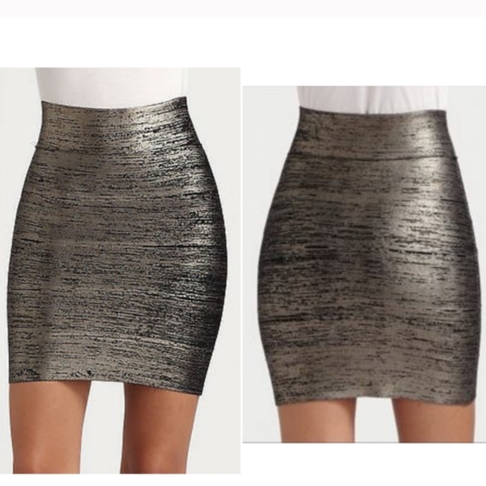 BCBGMaxAzria Gunmetal Josie Bandage Skirt